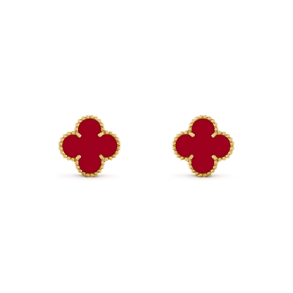 [✨ROSE✨]CLOVER MEDIUM 1 MOTIFS CARNELIAN  EARRINGS