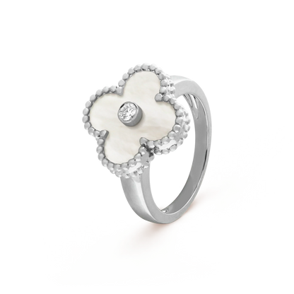 [✨ROSE✨]CLOVER SILVER MOP DIAMOND RING