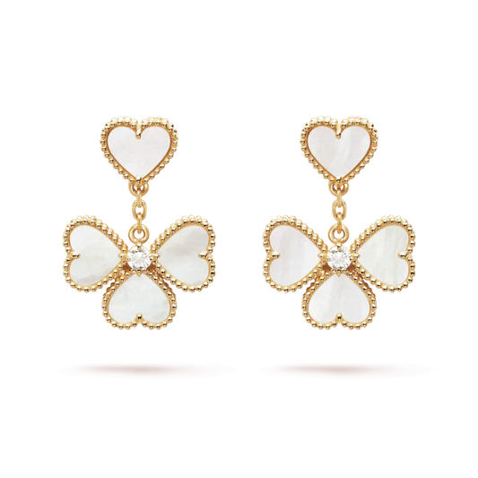 [✨ROSE✨]CLOVER SWEET WHITE MOP EARRINGS