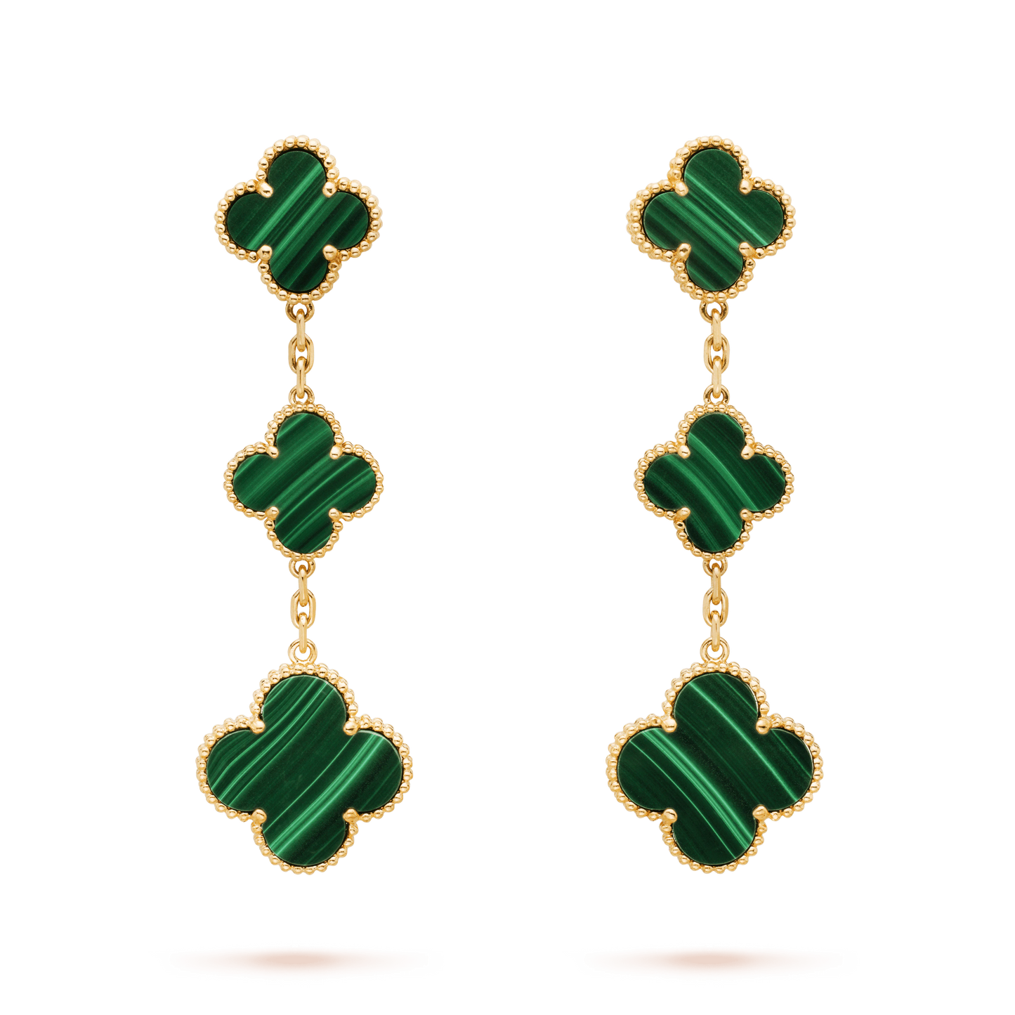 [✨ROSE✨]CLOVER MALACHITE 3 MOTIFS GOLD