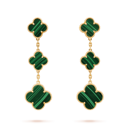 [✨ROSE✨]CLOVER MALACHITE 3 MOTIFS GOLD