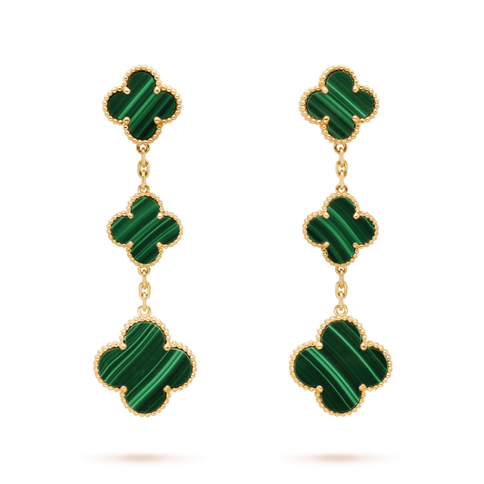 [✨ROSE✨]CLOVER MALACHITE 3 MOTIFS GOLD