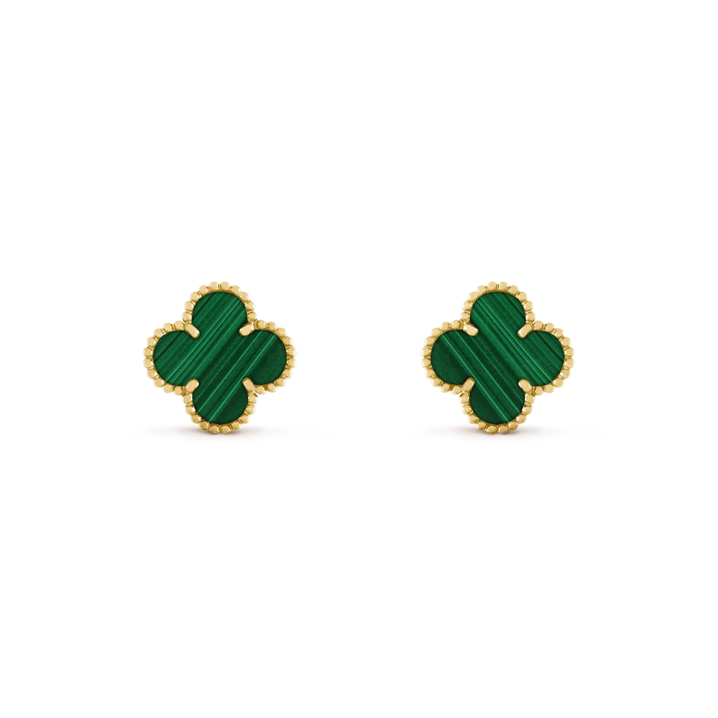 [✨ROSE✨]CLOVER MEDIUM 1 MOTIFS MALACHITE  EARRINGS