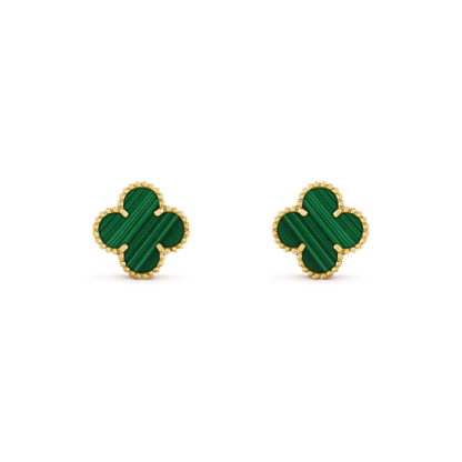 [✨ROSE✨]CLOVER MEDIUM 1 MOTIFS MALACHITE  EARRINGS