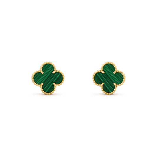 [✨ROSE✨]CLOVER MEDIUM 1 MOTIFS MALACHITE  EARRINGS
