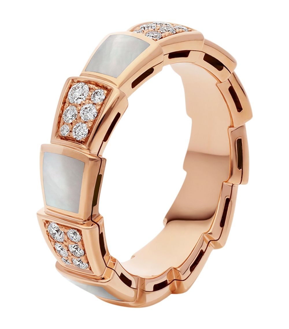 [✨ROSE✨]SERPENTI RING PINK GOLD MOP DIAMOND PAVED 4MM