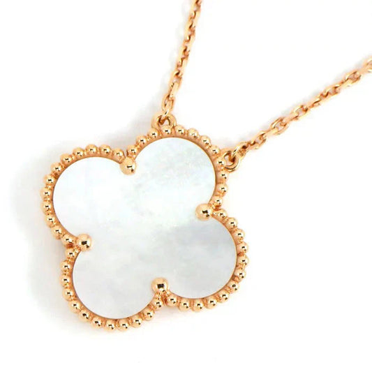[✨ROSE✨]CLOVER 15MM WHITE MOTHER-OF-PEARL GOLD NECKLACE