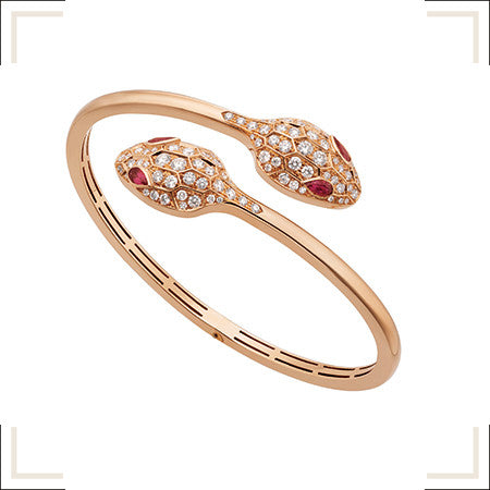 [✨ROSE✨]SERPENTI BRACELET PINK GOLD DIAMOND DOUBLE SNAKE