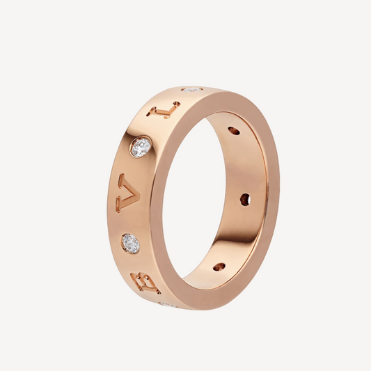 [✨ROSE✨]ZERO 1 ESSENTIAL PINK GOLD BAND WITH DIAMONDS RING