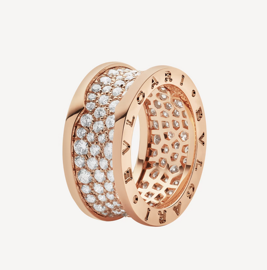 [✨ROSE✨]ZERO 1 WITH PAVED DIAMONDS ON THE SPIRAL RING