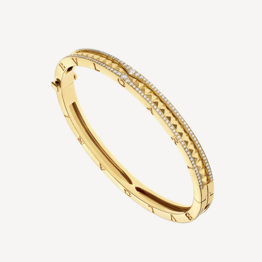 [✨ROSE✨]ZERO 1 SPIRAL AND PAVED DIAMOND GOLD BRACELET