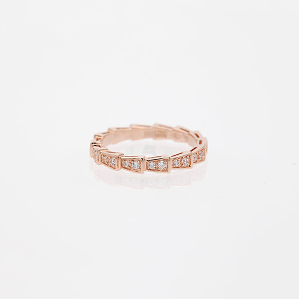 [✨ROSE✨]SERPENTI RING PINK GOLD DIAMOND PAVED 3MM