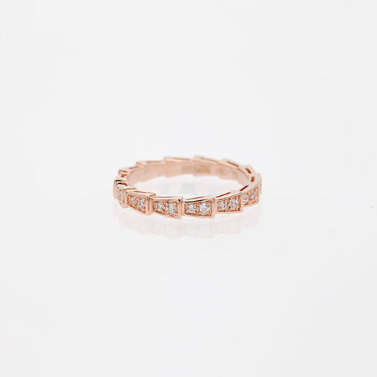 [✨ROSE✨]SERPENTI RING PINK GOLD DIAMOND PAVED 3MM