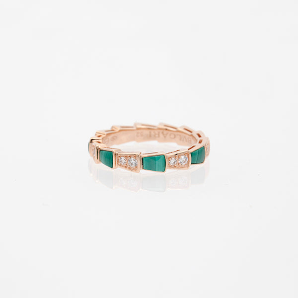 [✨ROSE✨]SERPENTI RING PINK GOLD MALACHITE DIAMOND 3MM