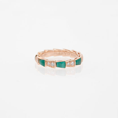 [✨ROSE✨]SERPENTI RING PINK GOLD MALACHITE DIAMOND 3MM