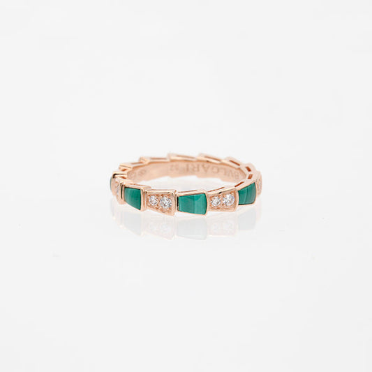 [✨ROSE✨]SERPENTI RING PINK GOLD MALACHITE DIAMOND 3MM