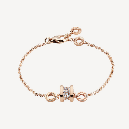 [✨ROSE✨]ZERO 1 SOFT PINK GOLD WITH PAVED DIAMONDS ON THE SPIRAL BRACELET