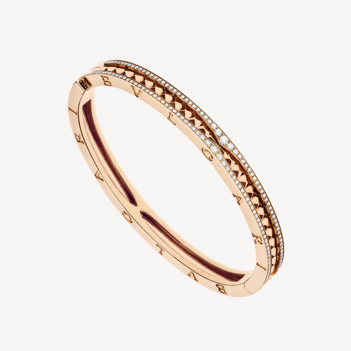 [✨ROSE✨]ZERO 1 SPIRAL AND PAVED DIAMOND PINK GOLD BRACELET
