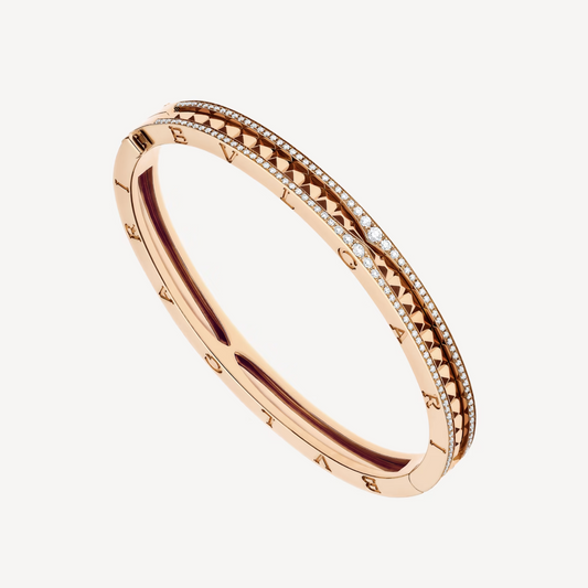 [✨ROSE✨]ZERO 1 SPIRAL AND PAVED DIAMOND PINK GOLD BRACELET