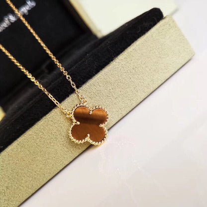 [✨ROSE✨]CLOVER 25MM GOLD TIGER'S EYE  BIG CLOVER NECKLACE