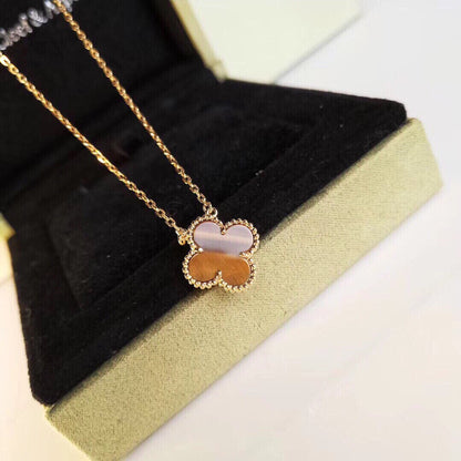 [✨ROSE✨]CLOVER 25MM GOLD TIGER'S EYE  BIG CLOVER NECKLACE