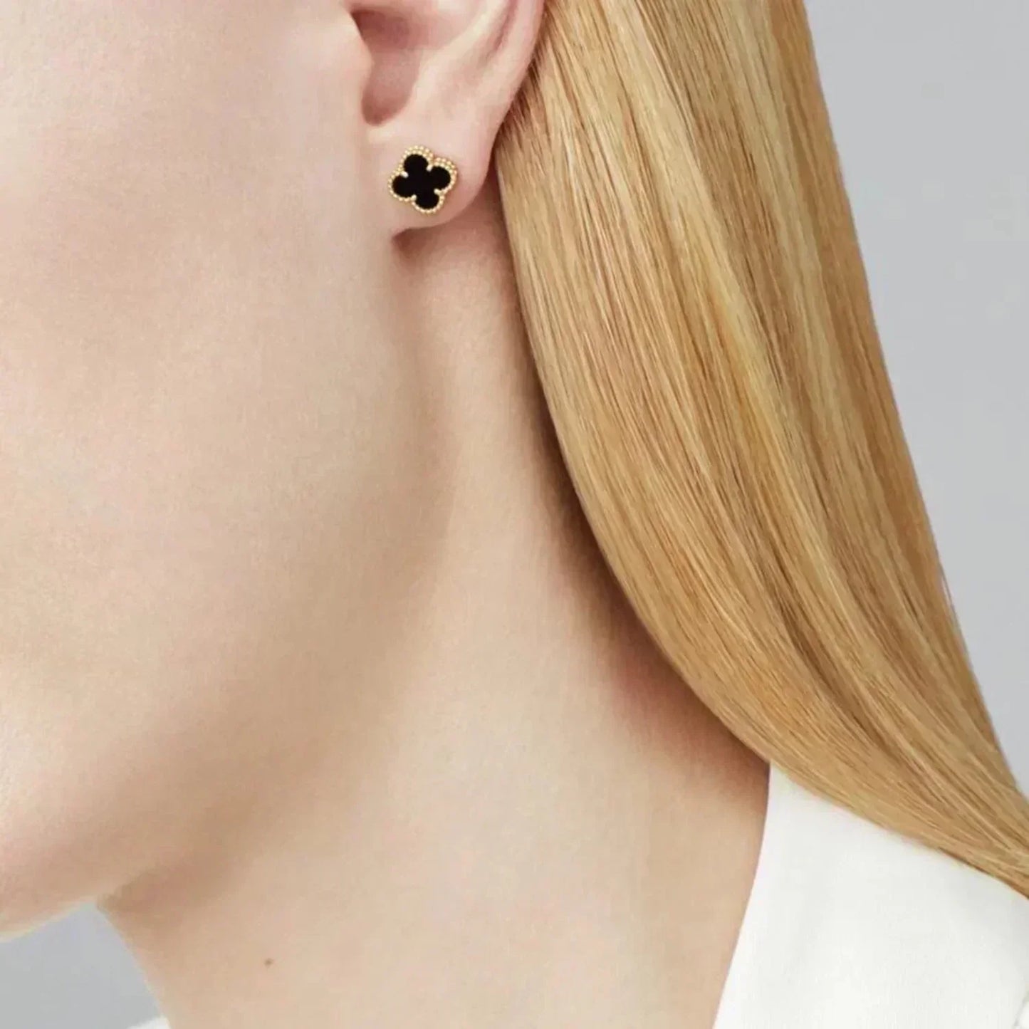 [✨ROSE✨]CLOVER MINI 9.5MM BLACK MOP EARRINGS