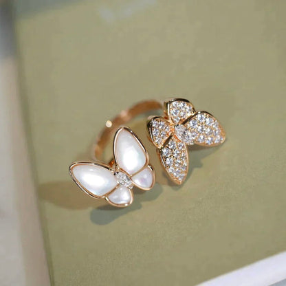 [✨ROSE✨]TWIN BUTTERFLY DIAMOND MOP RING