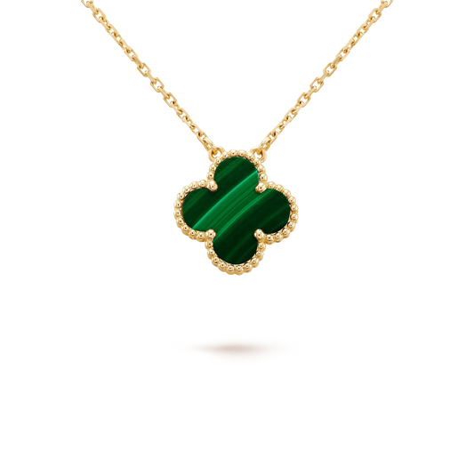 [✨ROSE✨]CLOVER 15MM MALACHITE SINGLE FLOWER  NECKLACE