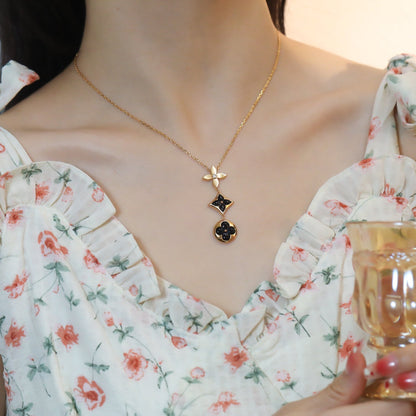 [✨ROSE✨]STAR AND SUN ONYX PINK GOLD NECKLACE