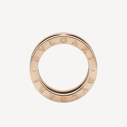[✨ROSE✨]ZERO 1 TWO-BAND LOOPS AND BLACK CERAMIC PINK GOLD RING
