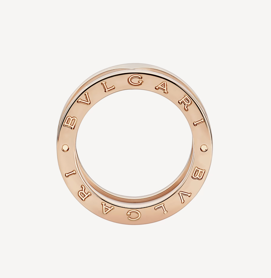 [✨ROSE✨]ZERO 1 TWO-BAND LOOPS AND WHITE CERAMIC SPIRAL PINK GOLD RING