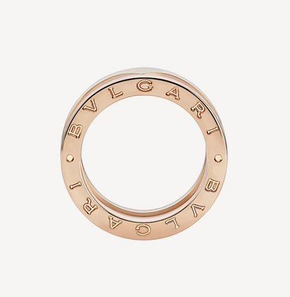 [✨ROSE✨]ZERO 1 TWO-BAND LOOPS AND WHITE CERAMIC SPIRAL PINK GOLD RING