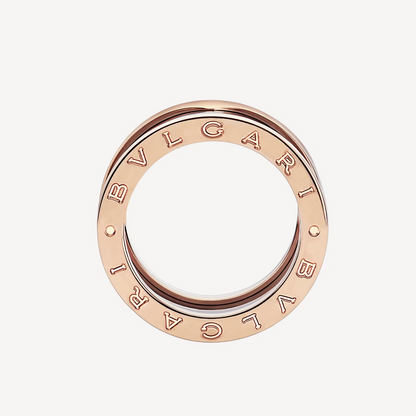 [✨ROSE✨]ZERO 1 FOUR-BAND LOOPS AND BLACK CERAMIC SPIRAL PINK GOLD RING
