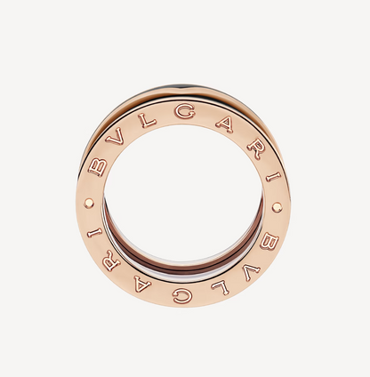 [✨ROSE✨]ZERO 1 TWO-BAND WITH MATTE BLACK CERAMIC PINK GOLD RING