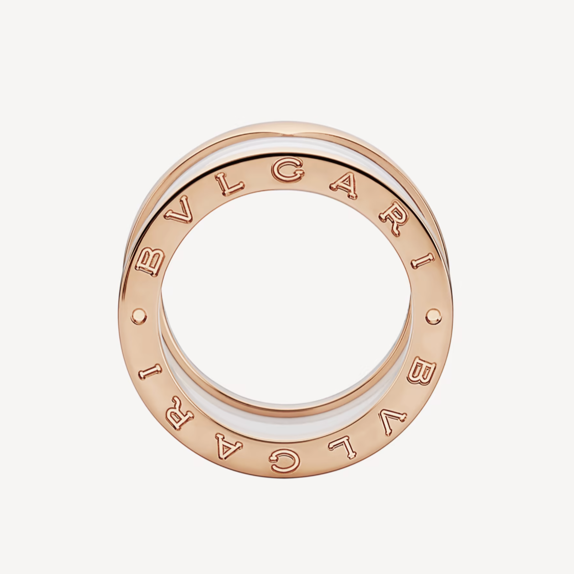 [✨ROSE✨]ZERO 1 FOUR-BAND LOOPS AND WHITE CERAMIC SPIRAL PINK GOLD RING