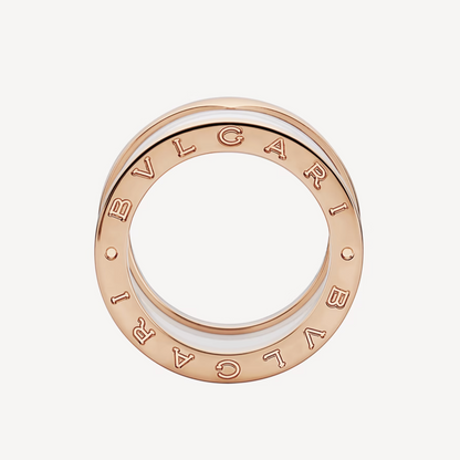 [✨ROSE✨]ZERO 1 FOUR-BAND LOOPS AND WHITE CERAMIC SPIRAL PINK GOLD RING