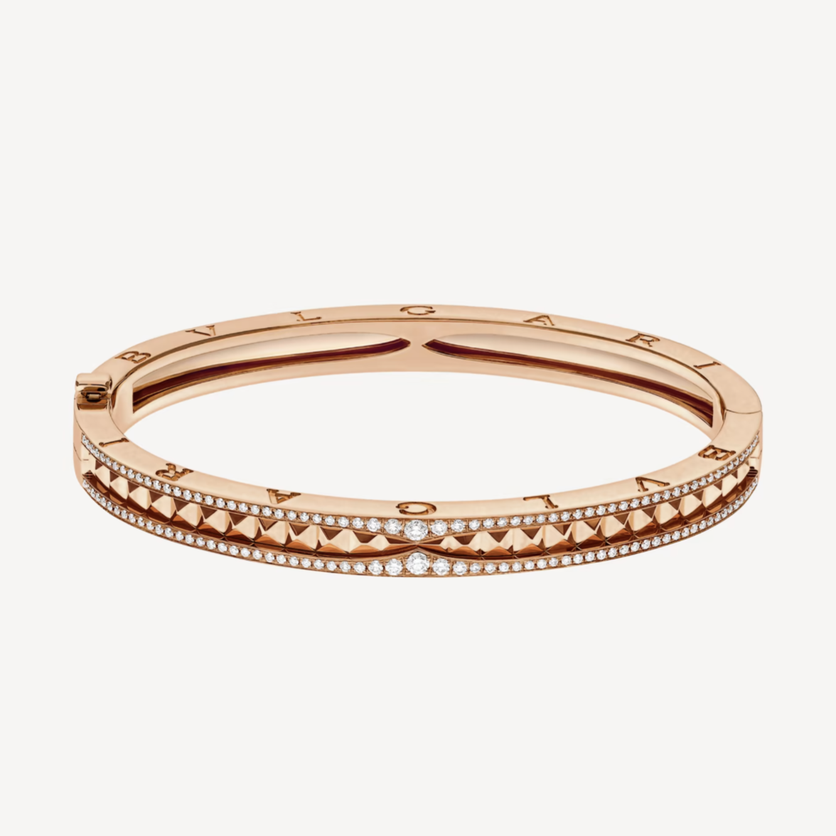 [✨ROSE✨]ZERO 1 SPIRAL AND PAVED DIAMOND PINK GOLD BRACELET