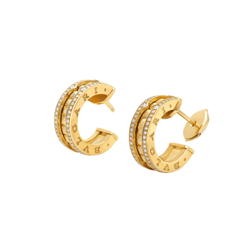[✨ROSE✨]ZERO 1 ROCK GOLD EARRINGS WITH STUDDED SPIRAL AND PAVED DIAMONDS