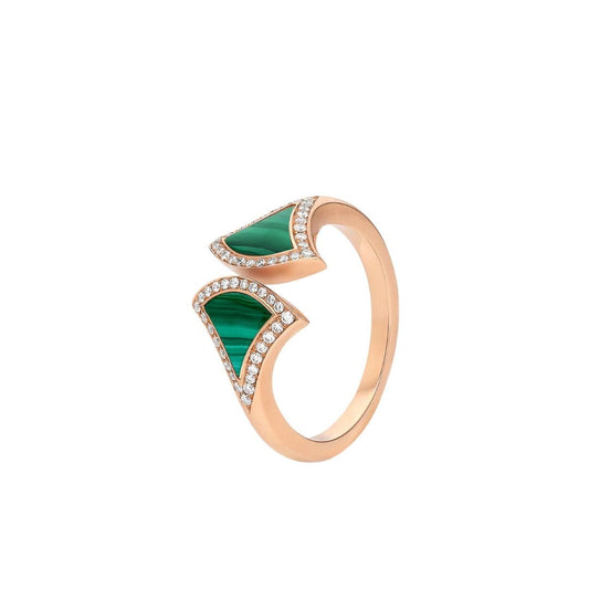 [✨ROSE✨]DREAM MALACHITE DIAMOND OPEN RING