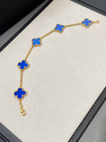 [✨ROSE✨]CLOVER 5 MOTIFS PRUSSIA BLUE BRACELET