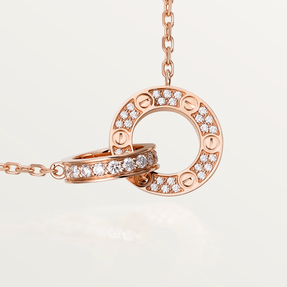 [✨ROSE✨]LOVE 7.6MM NECKLACE ROSE GOLD AND SILVER  FULL DIAMOND
