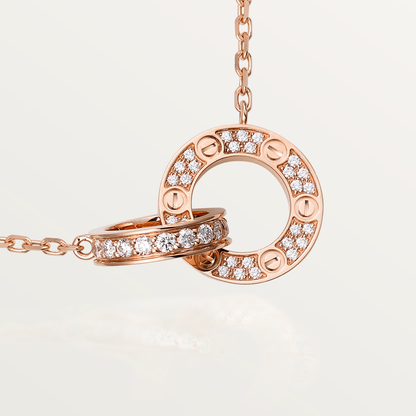 [✨ROSE✨]LOVE 7.6MM NECKLACE ROSE GOLD AND SILVER  FULL DIAMOND