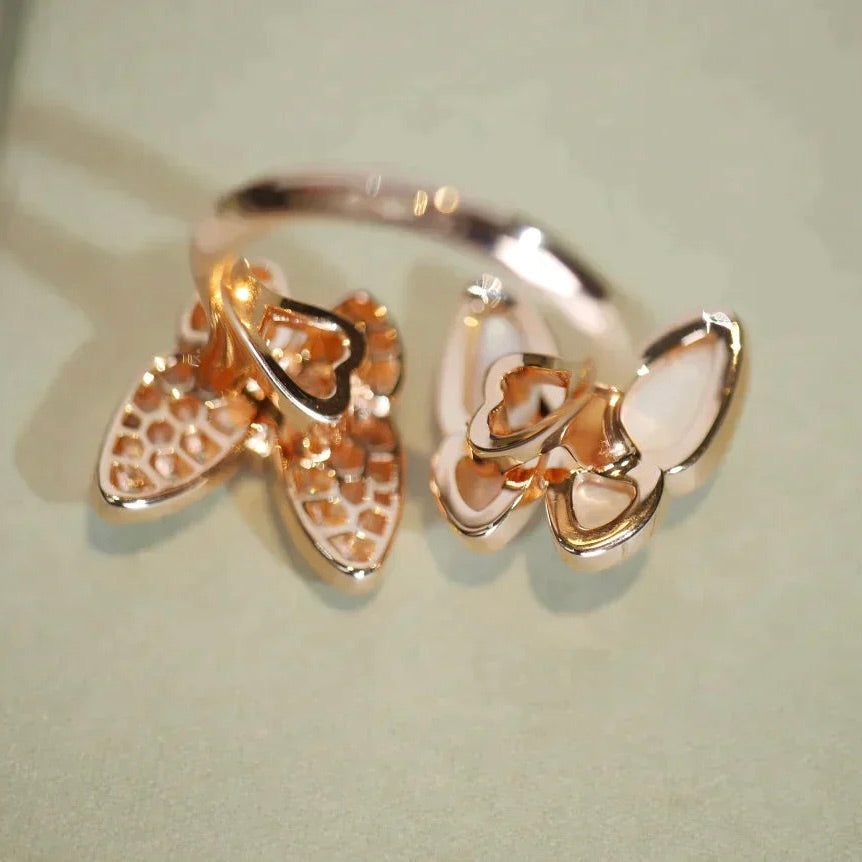 [✨ROSE✨]TWIN BUTTERFLY DIAMOND MOP RING