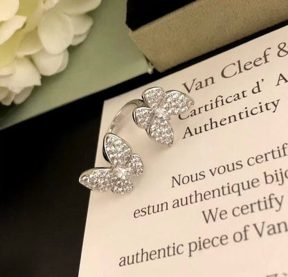 [✨ROSE✨]TWIN SILVER BUTTERFLY DIAMOND RING