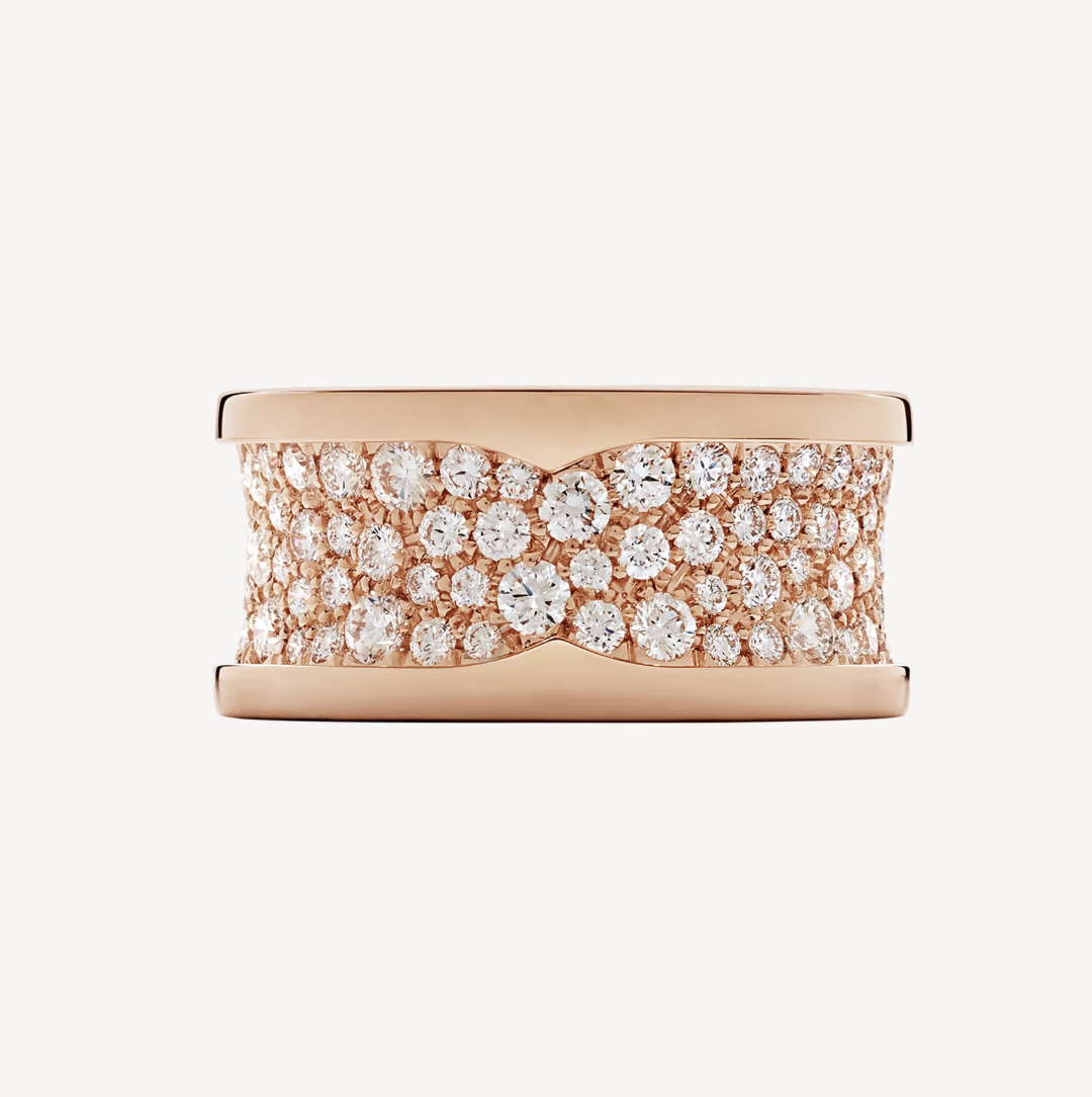 [✨ROSE✨]ZERO 1 WITH PAVED DIAMONDS ON THE SPIRAL RING