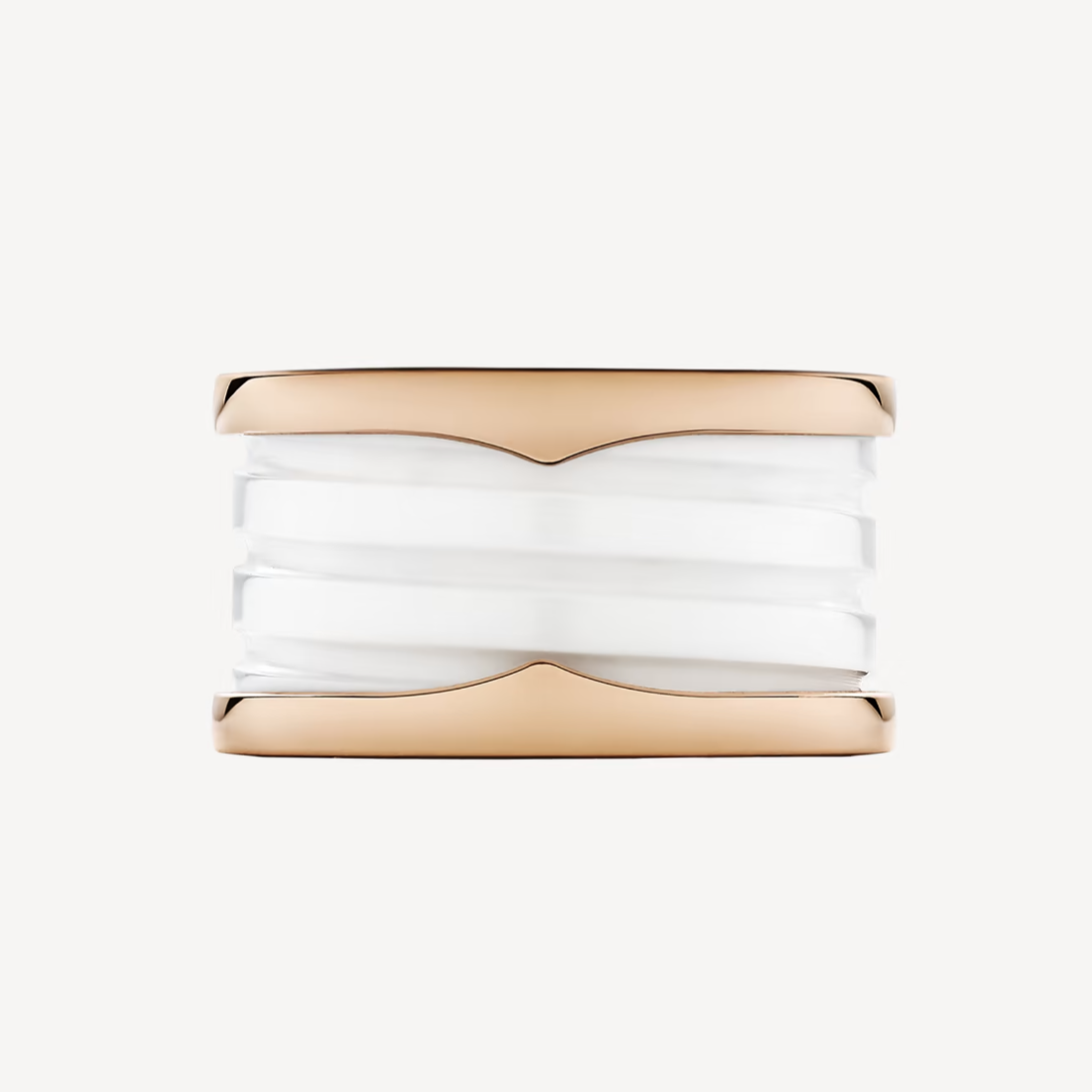 [✨ROSE✨]ZERO 1 FOUR-BAND LOOPS AND WHITE CERAMIC SPIRAL PINK GOLD RING