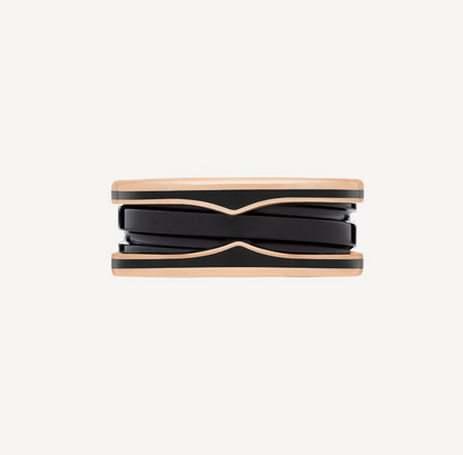 [✨ROSE✨]ZERO 1 TWO-BAND WITH MATTE BLACK CERAMIC PINK GOLD RING