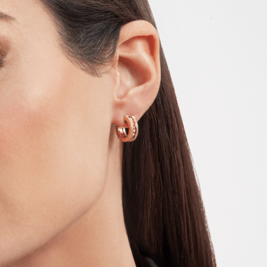 [✨ROSE✨]ZERO 1 ROCK GOLD EARRINGS WITH STUDDED SPIRAL AND PAVED DIAMONDS