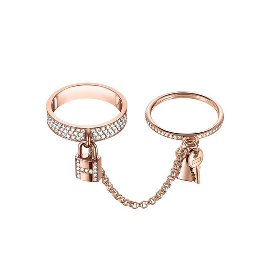 [✨ROSE✨]HM KELLY CLOCHETTE DOUBLE RING IN  WITH DIAMONDS