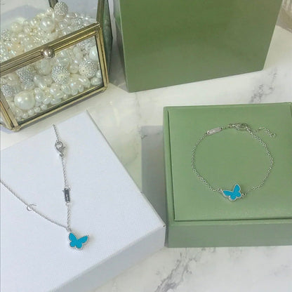 [✨ROSE✨]BUTTERFLY TURQUOISE BUTTERFLY BRACELET SILVER